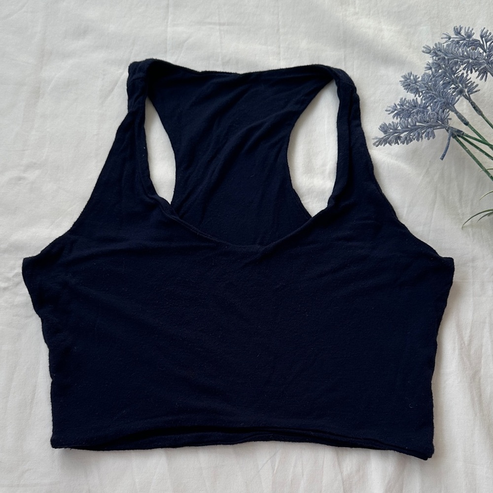 Charlotte Russe Navy Racerback Crop Tank Top